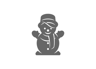 Happy snowman in hat and scarf vector illustration