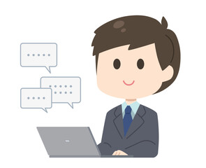 男性　パソコン　イラスト