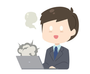 男性　パソコン　イラスト