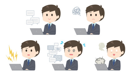 男性　パソコン　イラスト