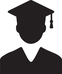 graduate in cap. silhouette of a graduate.  silhouette of a person icon on white background