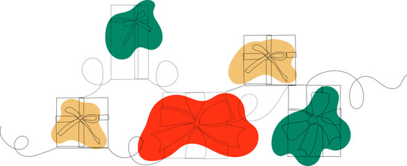 many gifts one continuous line drawing, vector