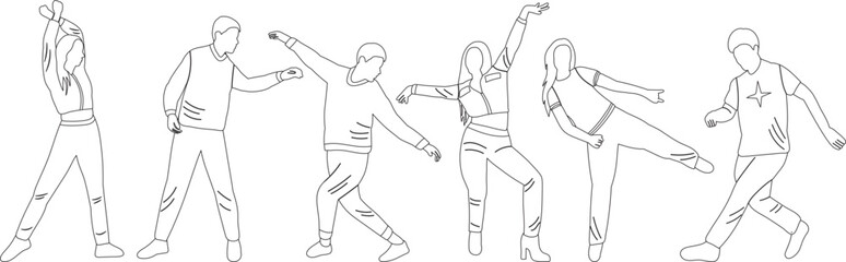 Fototapeta na wymiar dancing people sketch ,outline icon isolated vector