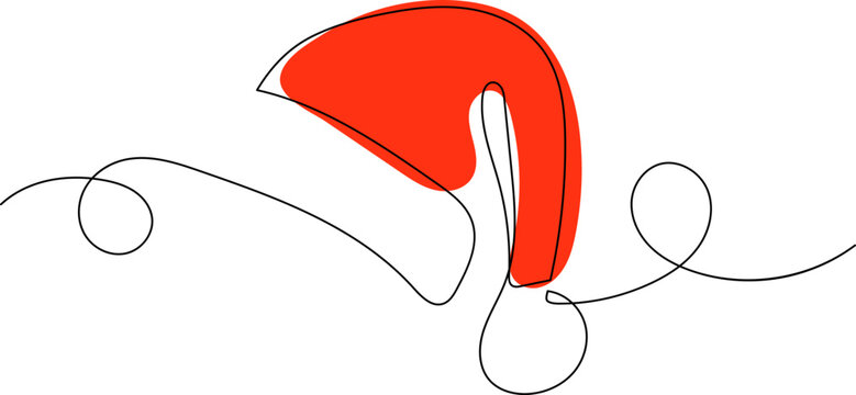 recommend clip art: santa hat one continuous line drawing, vector