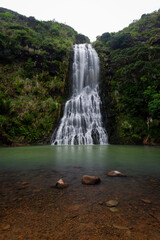 View of Karekare Falls located in the west of Auckland, New Zealand.