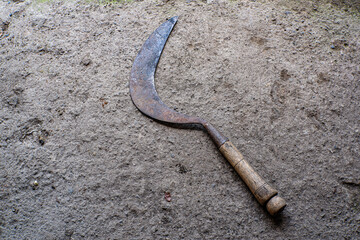 wooden handle iron sickle