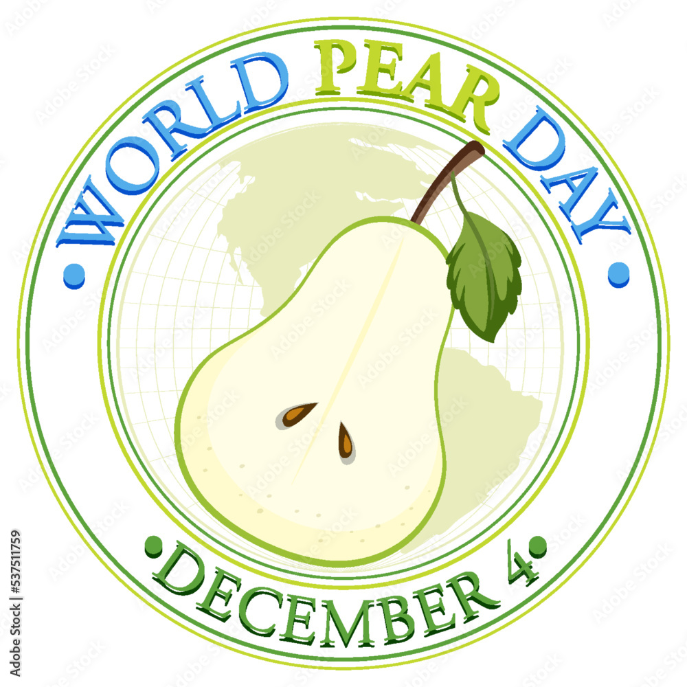 Sticker world pear day poster design