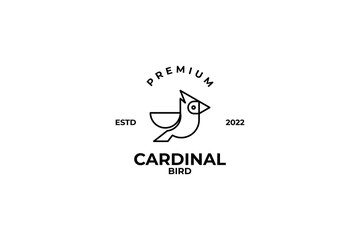 Art line cardinal bird logo design vector illustration idea