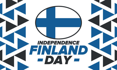Finland Independence Day. Finnish national happy holiday, celebrated annual in December 6. Finland flag. Patriotic elements. Poster, card, banner and background. Vector illustration