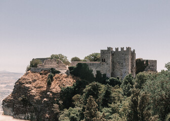 Medieval castle on top of a mountain called Castello di Venere in Erice, Sicily.
