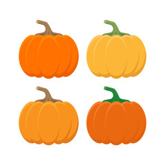 Pumpkin set. Color vector illustration in cartoon flat style. Isolated on white background.	