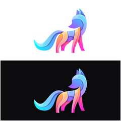 Vector logo illustration fox gradient colorful style