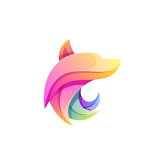 Fototapeta premium Vector logo illustration wolf head gradient colorful style