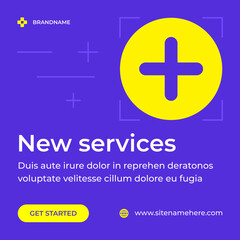 Obraz premium New services adding plus additional positive symbol cyberspace social media post vector