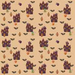 Watercolor seamless pattern for halloween