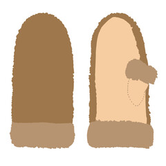 Winter knitted clothes. Hobby knitting, wool. Cute knitted mittens isolated warm vector illustration