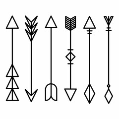 Flat set of different arrows with transparent background.