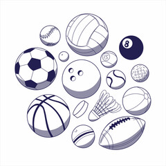 Flat set of sports equipment with transparent background.  © Haphsa Designs