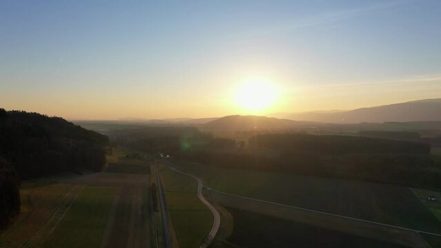 On this Video you can see beautiful sunset in the small town named Aarberg in the Switzerland. Using drone you can capture pretty moments on the Earth. Mountains and sunset creating amazing view.