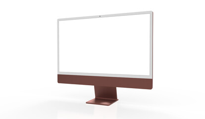 Trendy realistic thin frame monitor mock up with blank white screen