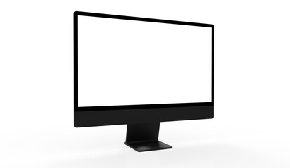 Computer display with blank white screen 3d