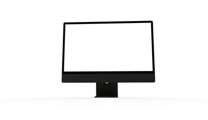 Realistic 3D Computer, with a white screen, isolated on a background