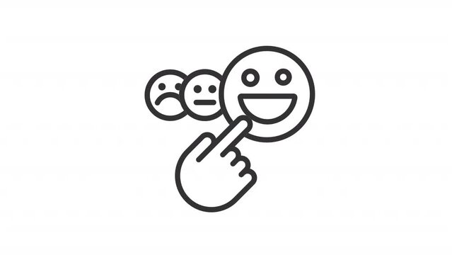 Animated contentment linear icon. Positive feedback. Satisfied customer. Rate service. Seamless loop HD video with alpha channel on transparent background. Outline motion graphic animation