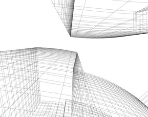 Abstract architecture vector 3d illustration