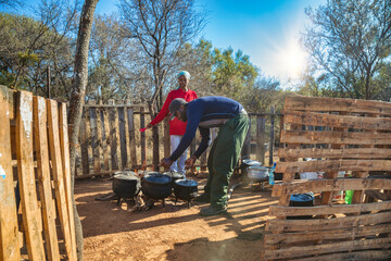 African cooking outdoors