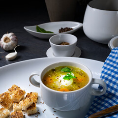 Delicious Old Polish caraway soup with cream