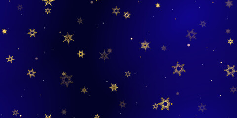 Fototapeta premium Gold Falling Snowflakes seamless pattern.