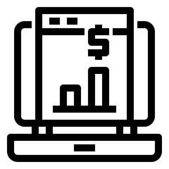 Icon Online Business Report With Style Outline