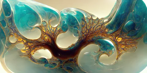 Wandcirkels Fractale golven Organic abstract colorful fractal shapes and crystal lines background as wallpaper  © ARThitecture