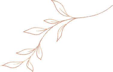 Obraz premium Gold hand drawn leaf branch 