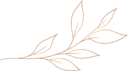 Gold hand drawn leaf branch 