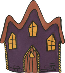 Halloween cute houses hand drawn watercolor element