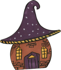 Halloween cute houses hand drawn watercolor element