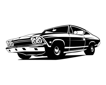 isolated american muscle car illustration vector	