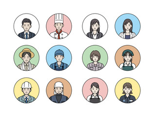 様々な職業で働く人々のアイコンセット