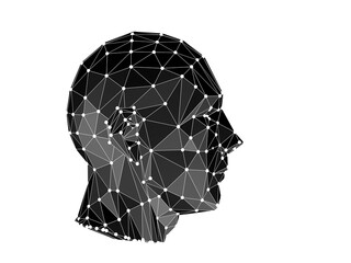 Abstract human face, 3d render, artificial