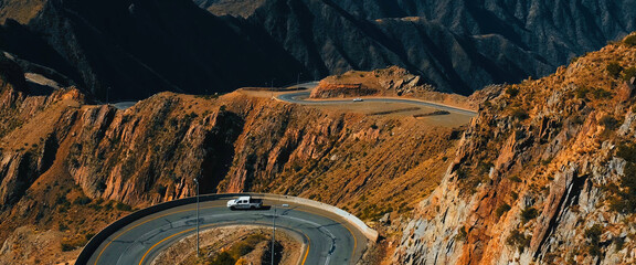 Parallel roads on a mountain in Abha, Saudi Arabia