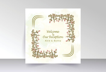 Square-shaped summer dead leaves welcome card