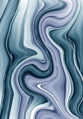 Fototapeta premium Abstract blue alcohol ink texture background. Hand painted fluid art for poster, wedding invitation, print 