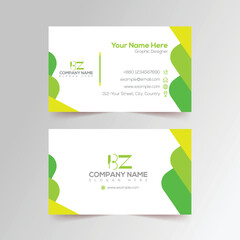 Fototapeta premium Green and yellow rounded shaped both sided corporate business card