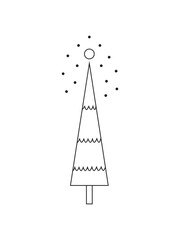 Geometric Christmas tree sketch silhouette minimalism simple vector illustration shapes black and white doodle