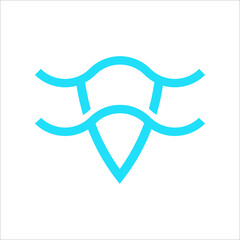 surfboard and waves logo design vector