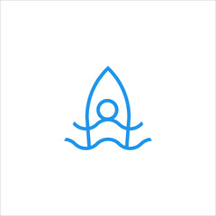 surfboard and waves logo design vector