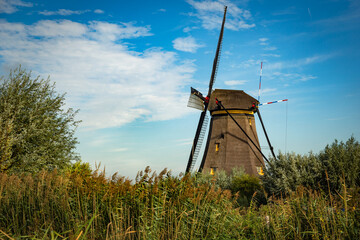 Dutch windmill landscape in Autumn light