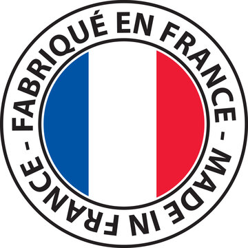 Fabriqu&eacute; en France. Made in France. Ic&ocirc;ne mention vectoriel.