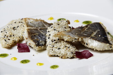 Sea bass with sesame

